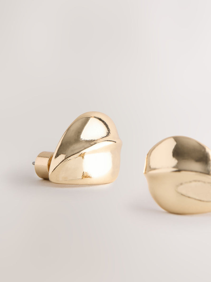 Gold Tone Bouton Stud Earrings