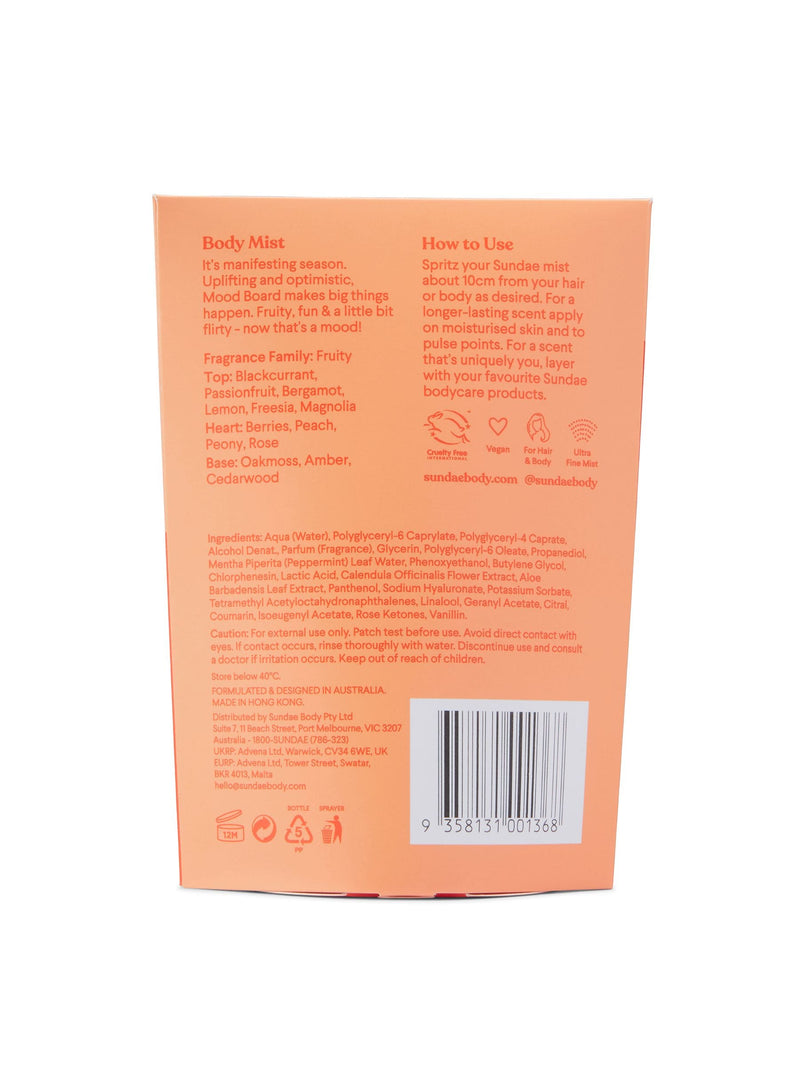 Orange Moodboard hair and body mist 90ml (British brand)