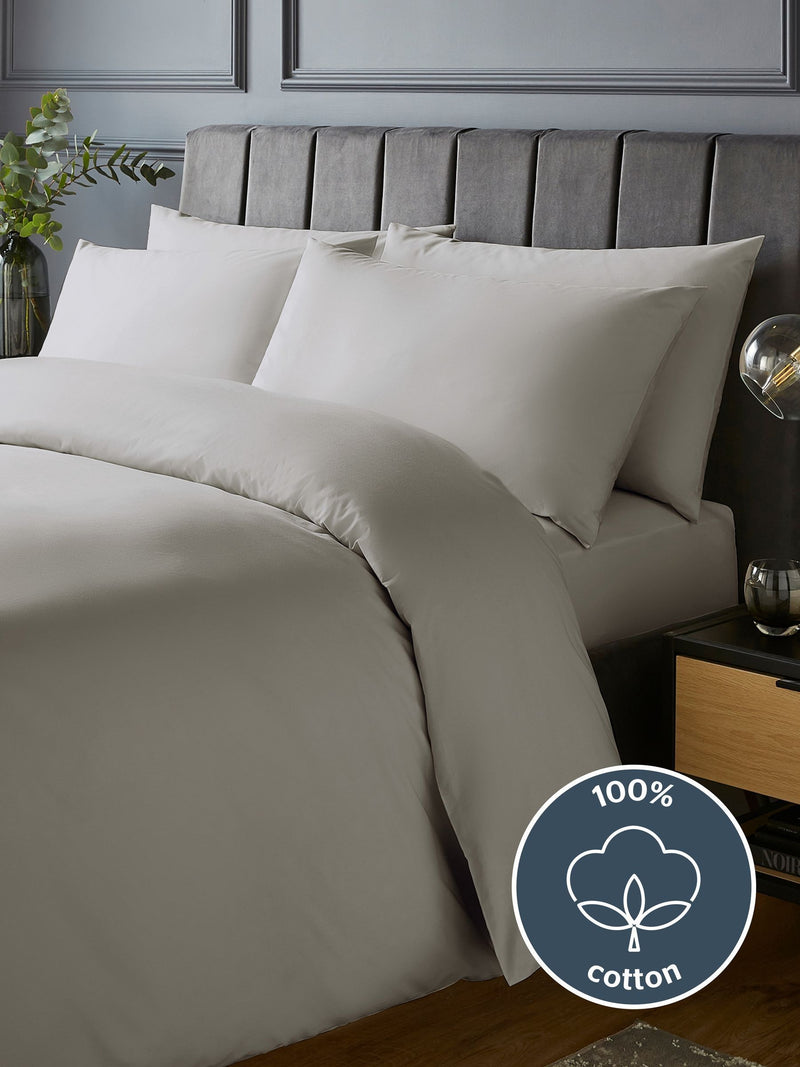 Silentnight Light Grey Pure Cotton Duvet Set (British brand)