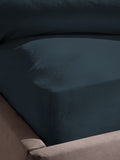 Silentnight Indigo Cotton Rich T180 Washed Fitted Sheet (British brand)