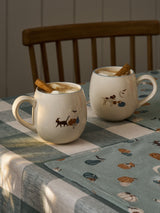 Sophie Allport Soft Teal Paws & Pumpkins Stoneware Mug 500ml