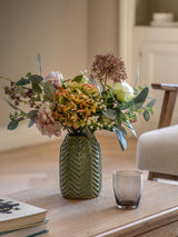 Gallery Home Mixed Artificial Hydrangea Arrangement in Textured Vase 38cm