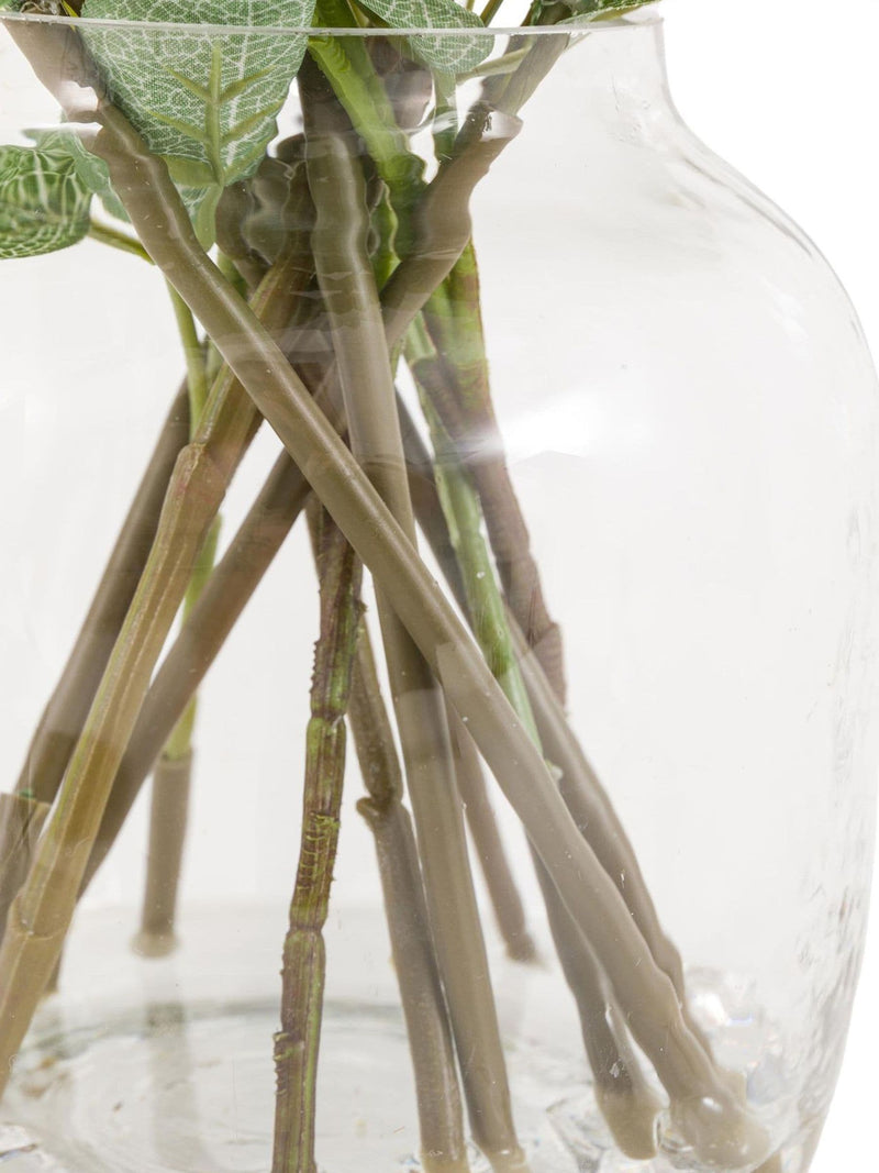 Gallery Home green natural rose and eucalyptus floral arrangement in glass vase, UK version