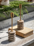 Gallery Home Set of 2 Natural Marble Candle Sticks