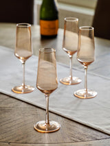 Gallery Home Amber Champagne Flutes Set of 4