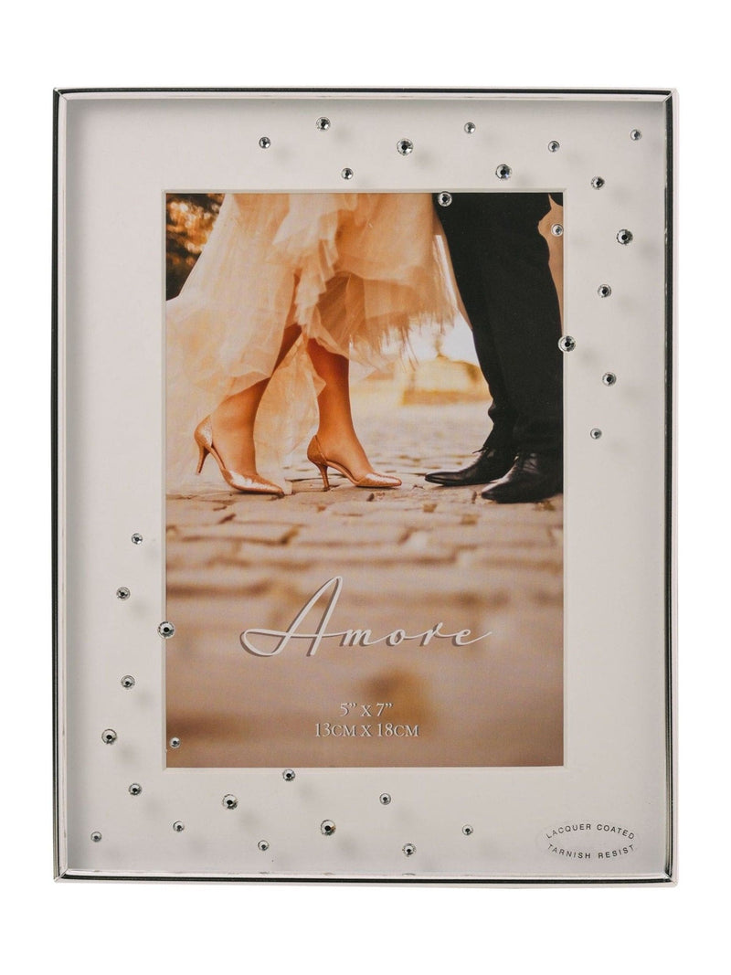 Amore silverplated box frame with crystals 5 x 7 - British product