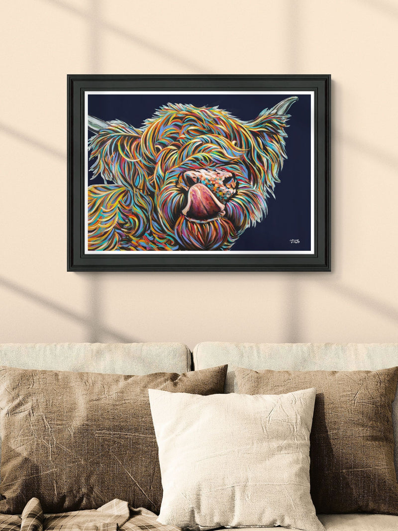 Artko Black Highland Smooch framed art 59cm x 79cm - British product