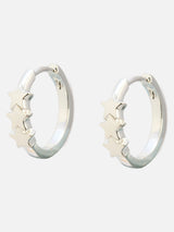Oliver Bonas Tiny Triple Star Huggie Sterling Silver Earrings