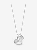 Mood Silver Tone Ridged Heart and Moon Pendant