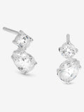 Simply Silver Silver Tone 925 Cubic Zirconia Duo Stone Stud Earrings