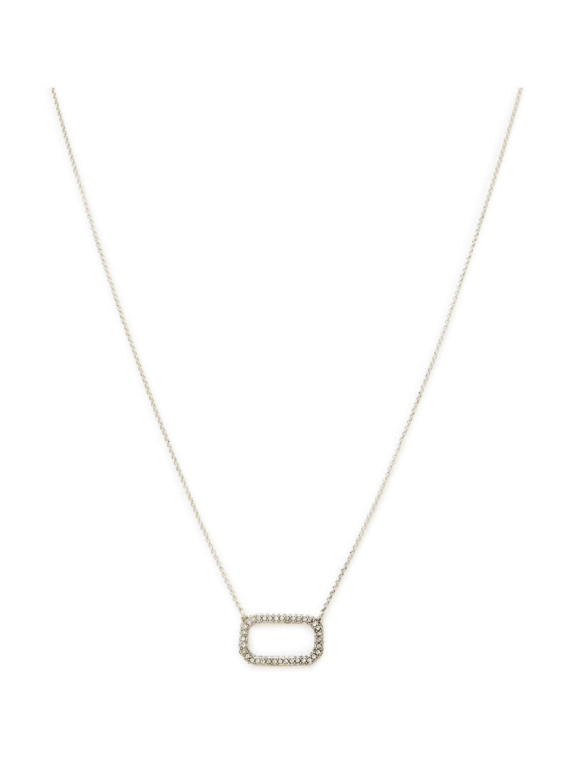 AllSaints silver tone stone hexagon pendant necklace 406mm - British product