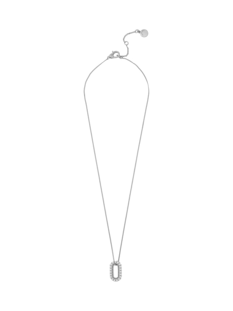 Oval Link Pendant Necklace with Pearls and Stones, Adjustable Lobster Clasp