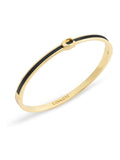 Gold Tone Enamel Hinged Bangle Bracelet with Hardware Detail
