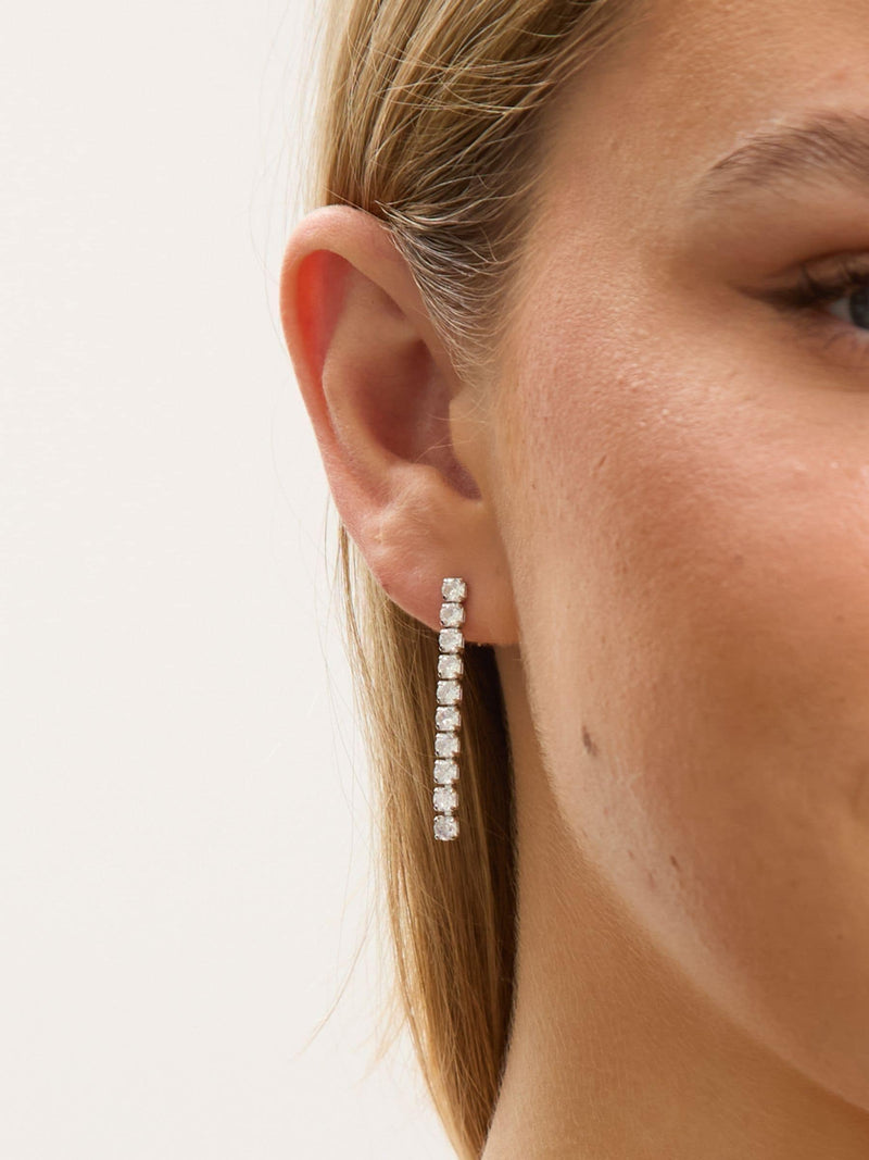 Jon Richard gold cubic zirconia round tennis earrings, UK version