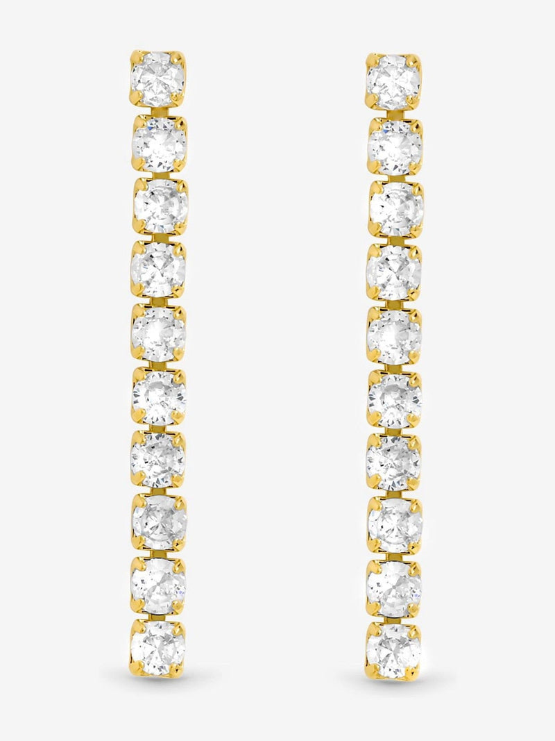 Jon Richard gold cubic zirconia round tennis earrings, UK version