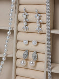 Jon Richard Silver Tone Pave Pearl Effect Drop Earrings