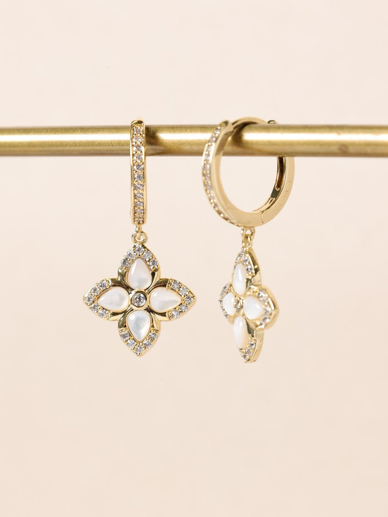 Jon Richard gold tone clover earrings 14mm x 24mm, UK version