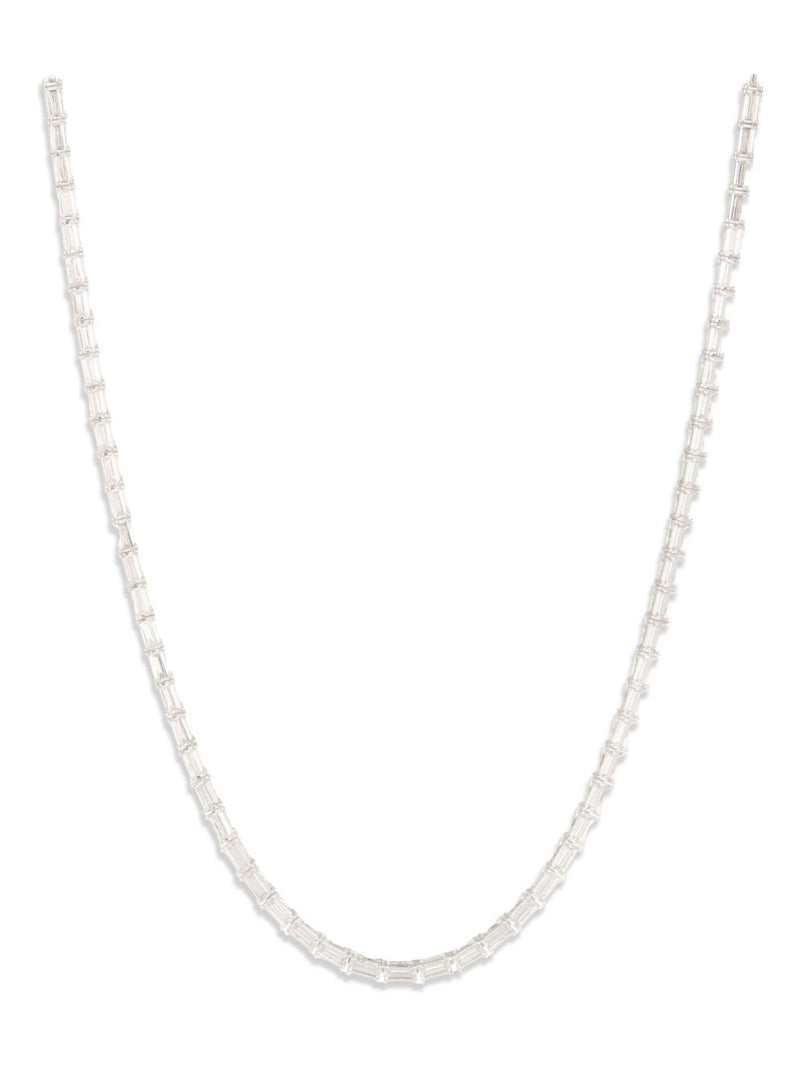 Lauren Ralph Lauren silver tone crystal baguette necklace 17 inch, UK version