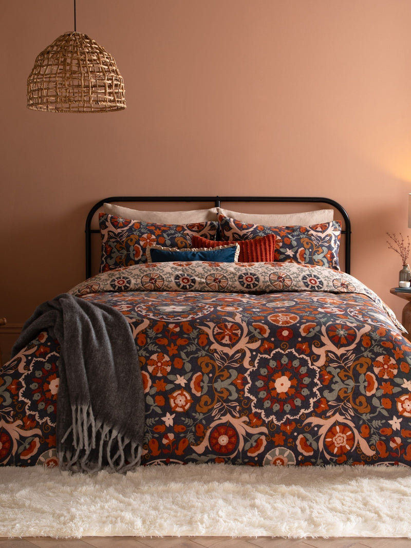 Furn denim blue Kinfolk reversible duvet cover and pillowcase set - British product