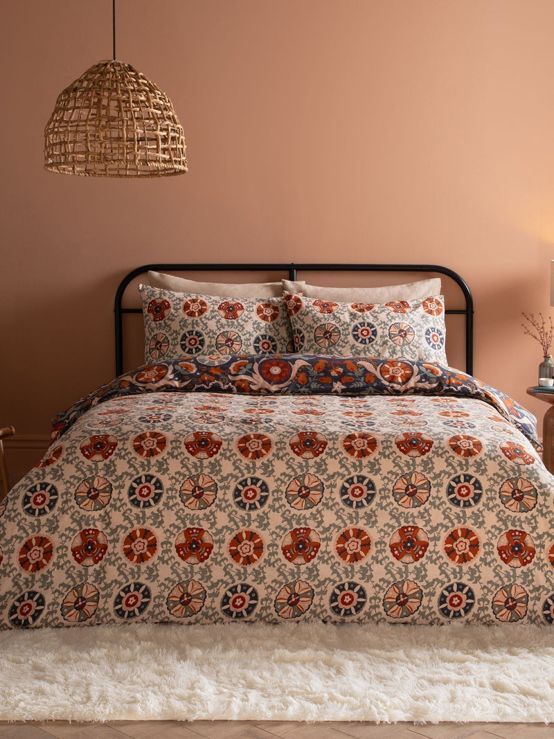Furn denim blue Kinfolk reversible duvet cover and pillowcase set - British product