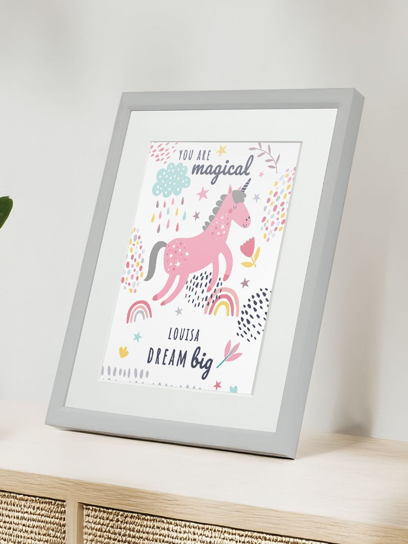 Jonnys Sister personalised unicorn framed print 12x10 inch, imported from the UK