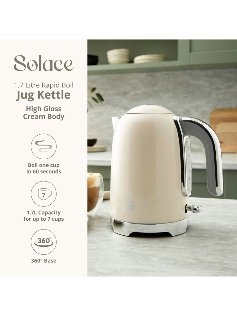 Swan Cream Solace cordless kettle 1.7L (British brand)