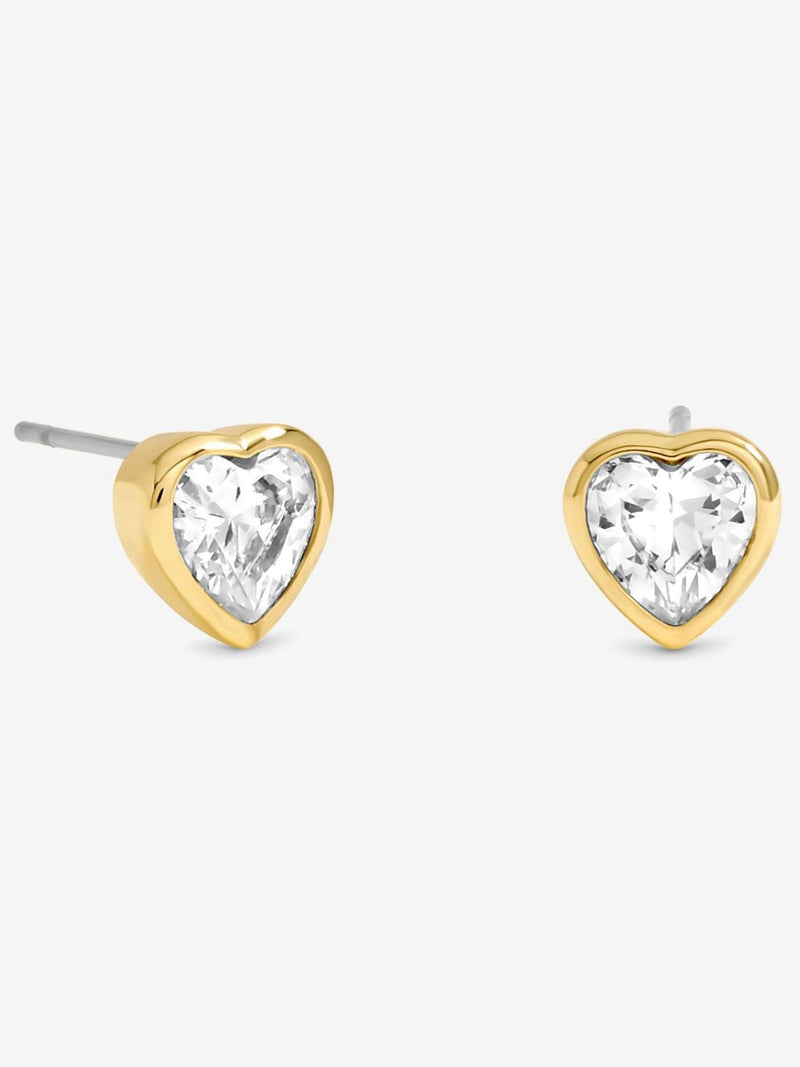 Gold Plated Crystal Heart Stud Earrings 7mm