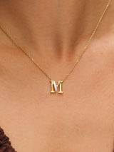 Inicio Gold Tone Mother of Pearl M Initial Pendant Necklace with 17 Chain