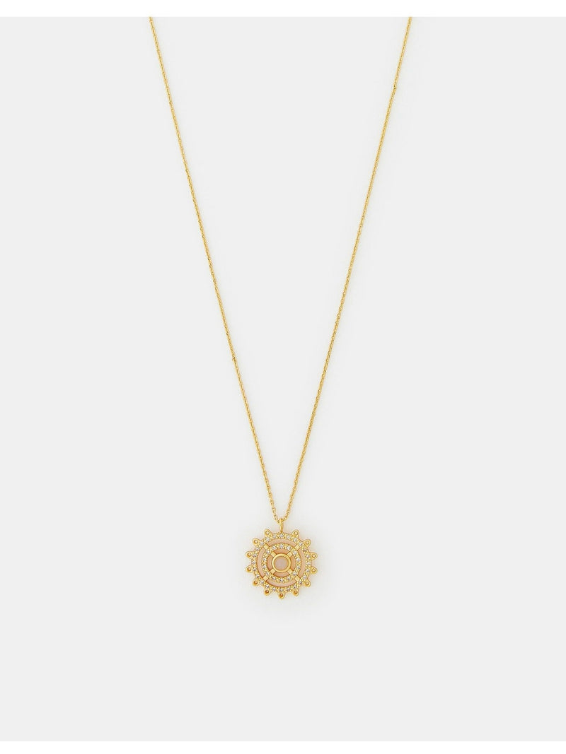 14 Carat Gold-Plated Sun Beam Pendant Necklace with Delicate Chain and Diamanté