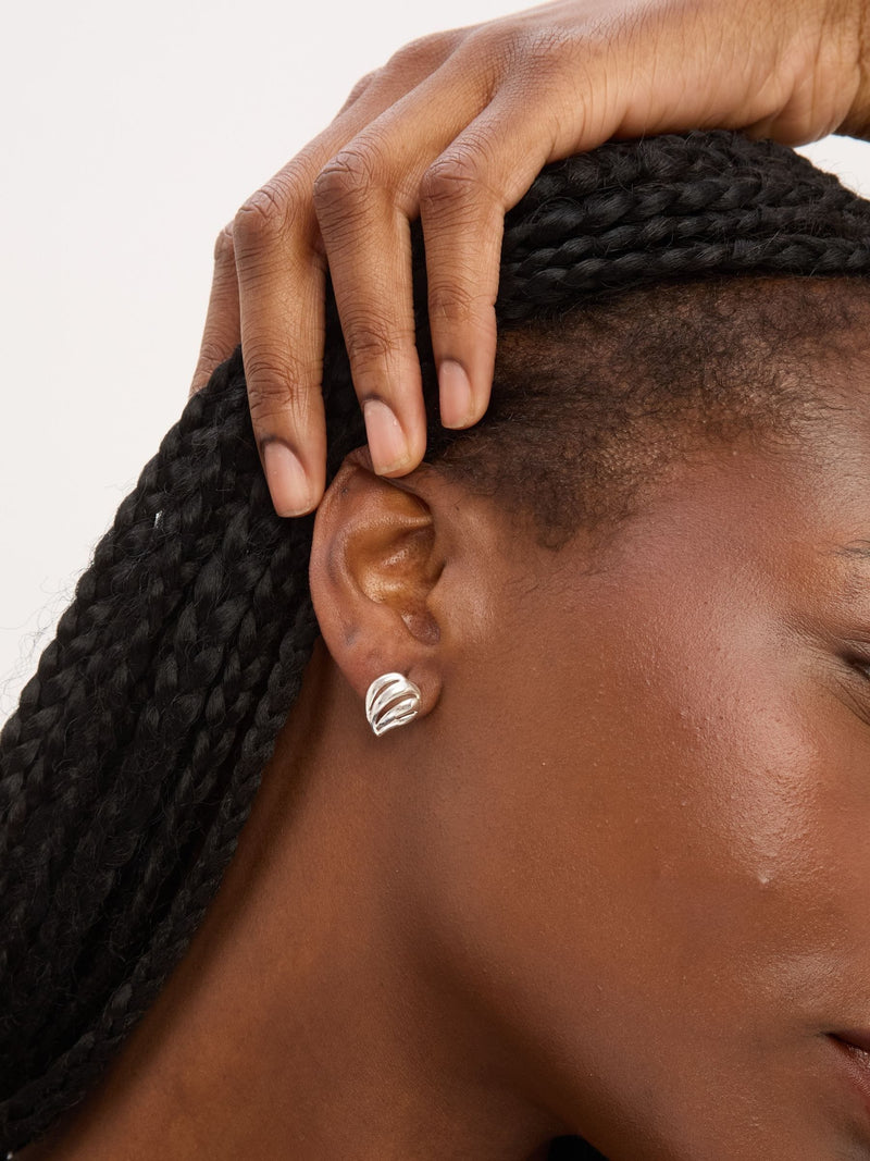 Simply Silver 925 Sterling Silver Open Ridged Wave Stud Earrings