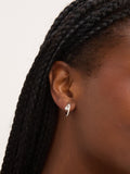 Sterling Silver Cubic Zirconia Double Row Celestial Hoop Earrings