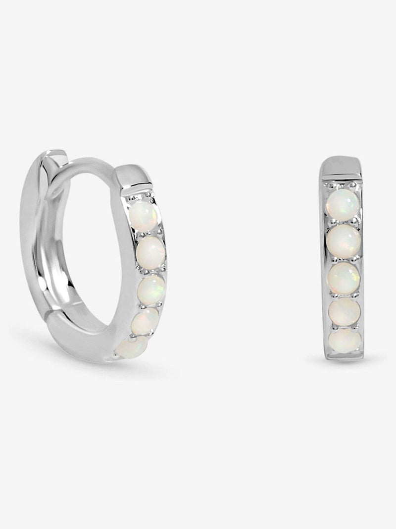 Simply Silver Sterling Silver 925 Cubic Zirconia Opal Hoop Earrings