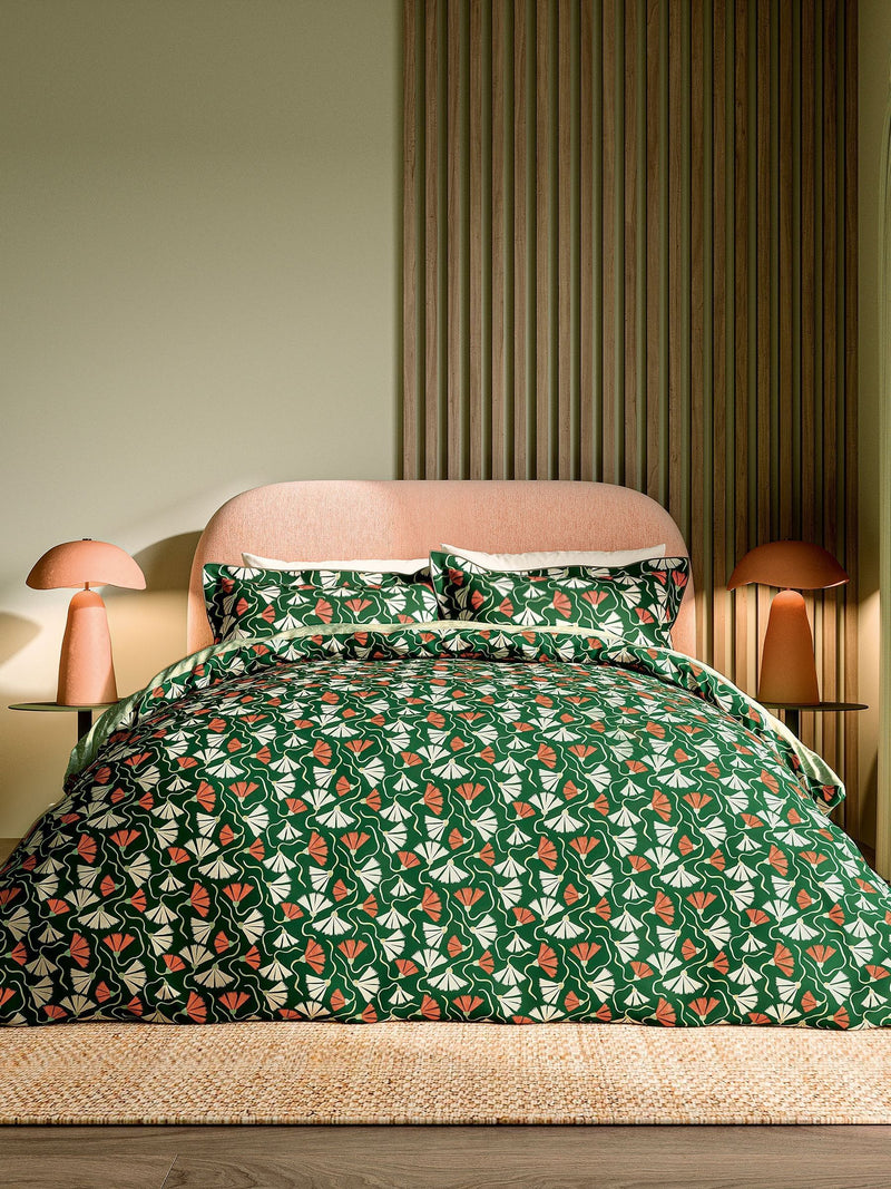 Scion Green Fan Floral Print Duvet Set (British brand)