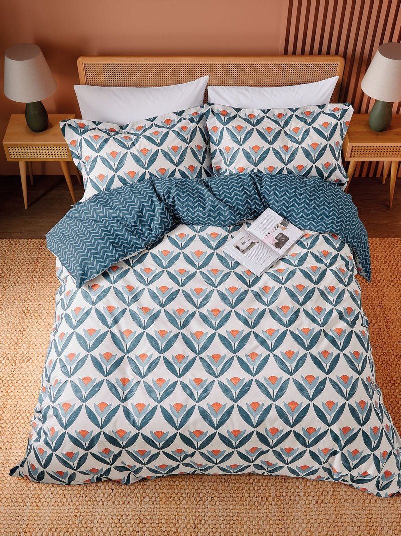 Scion Navy Tulip Trellis duvet set (British brand)