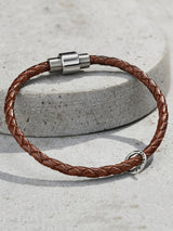 Posh Totty Designs Men's Personalised Fine Leather Message Bracelet 21cm