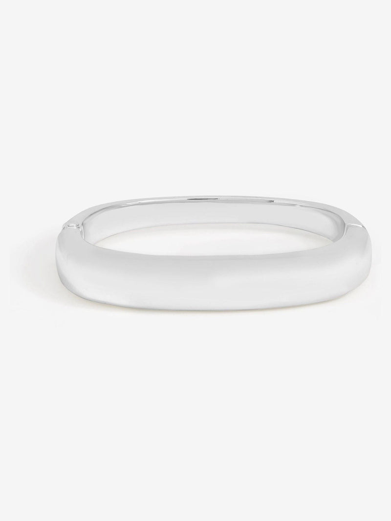 Polished Silver Plated Rectangular Bangle 204mm x 32mm
