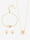 Gold-Plated and Crystal Circle Link Trio Jewellery Set in Gift Box