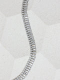 Crystal and Rhodium Plated Double Row Baguette Necklace, 16 Inch Chain