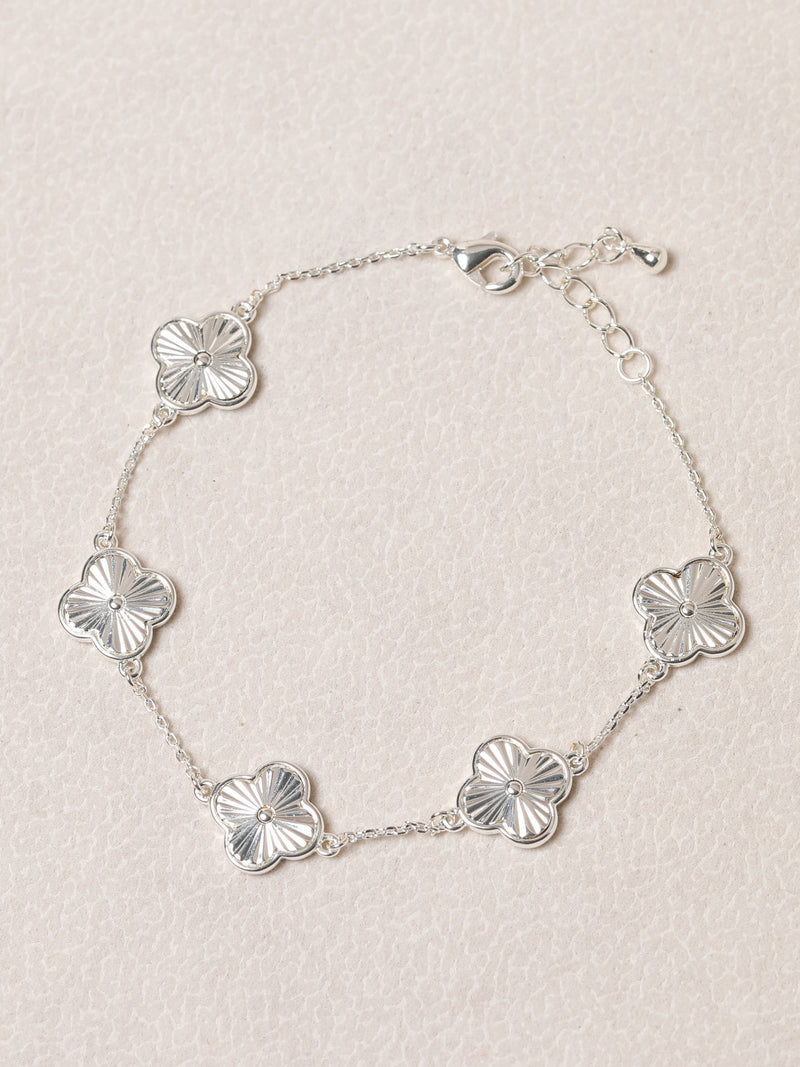 Jon Richard Silver Diamond Cut Clover Bracelet