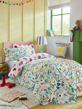 Wee Blue Bell Multi Green Garden Explorer Kids Reversible Duvet Cover and Pillowcase Set