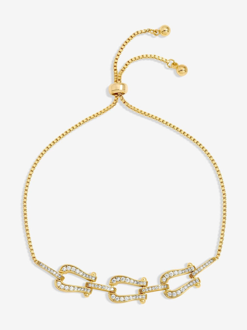 Gold Plated Pave Crystal Toggle Bracelet 10mm Width 270mm Length