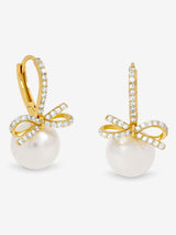 Jon Richard Gold Plated Crystal Bow and Pearl Hoop Earrings