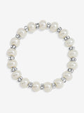 Silver Plated Pavé Crystal and Pearl Stretch Bracelet
