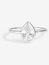 Simply Silver 925 Sterling Silver Cubic Zirconia Solitaire Pear Ring