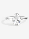 Simply Silver 925 Sterling Silver Cubic Zirconia Solitaire Pear Ring