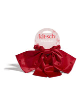 Kitsch Satin Rhinestone Bow Scrunchie Red Hair Accessory