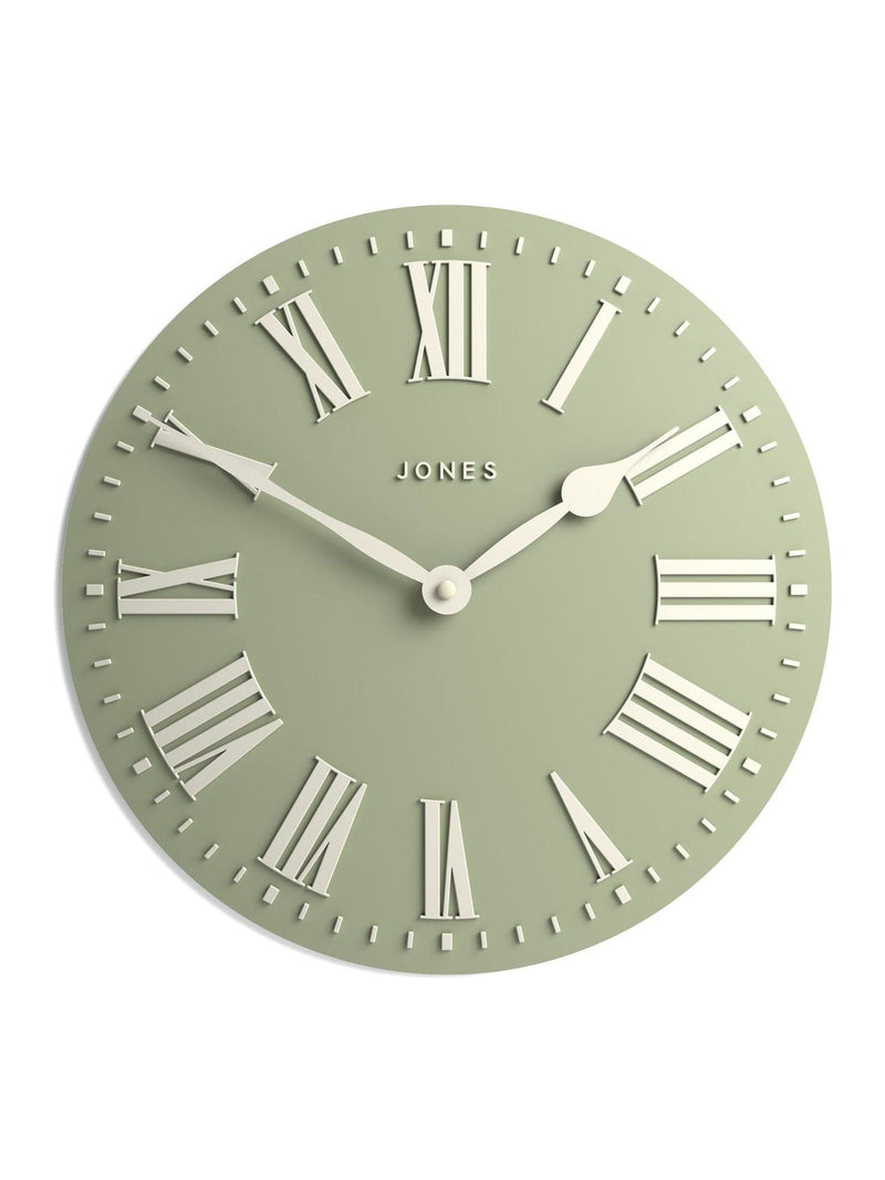 Jones Clocks sage green strand convex wall clock 30cm, UK version