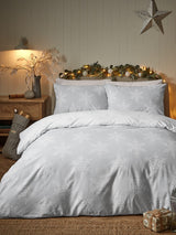 Vantona Grey Christmas Simple Snowflake Quilt Cover Set