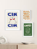 East End Prints White Cin Cin typographic wall art print by Stephie Cardona - British product