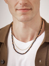 Bartlett Men's Waterproof Mixed Tiger's Eye And Matt Onyx Double Necklace 49-52cm